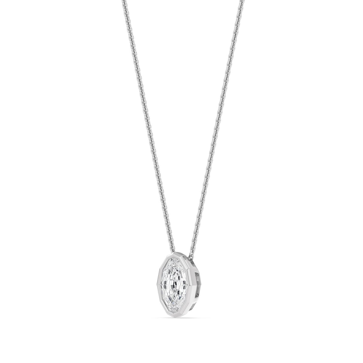 White Gold / 1.00ct Lab Grown Diamond Bezel Necklace