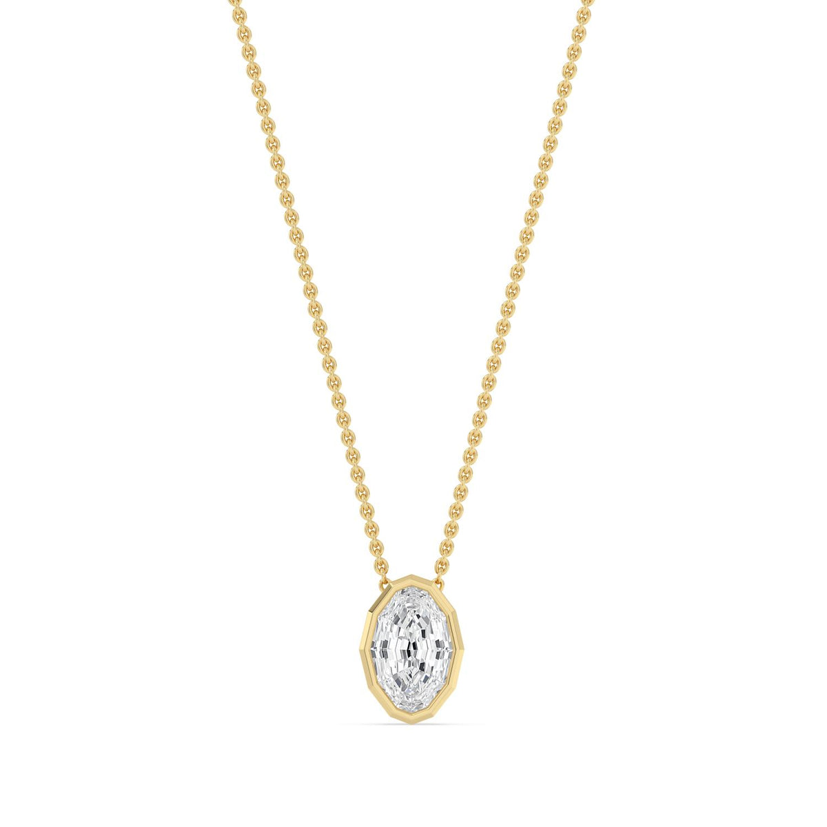 Yellow Gold / 1.00ct Lab Grown Diamond Bezel Necklace