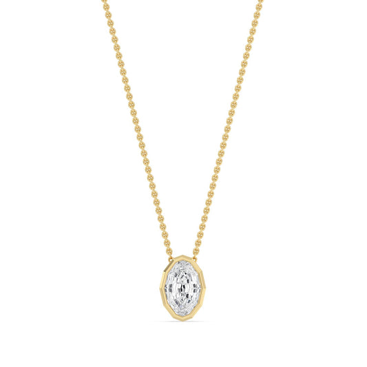 Yellow Gold / 1.00ct Lab Grown Diamond Bezel Necklace
