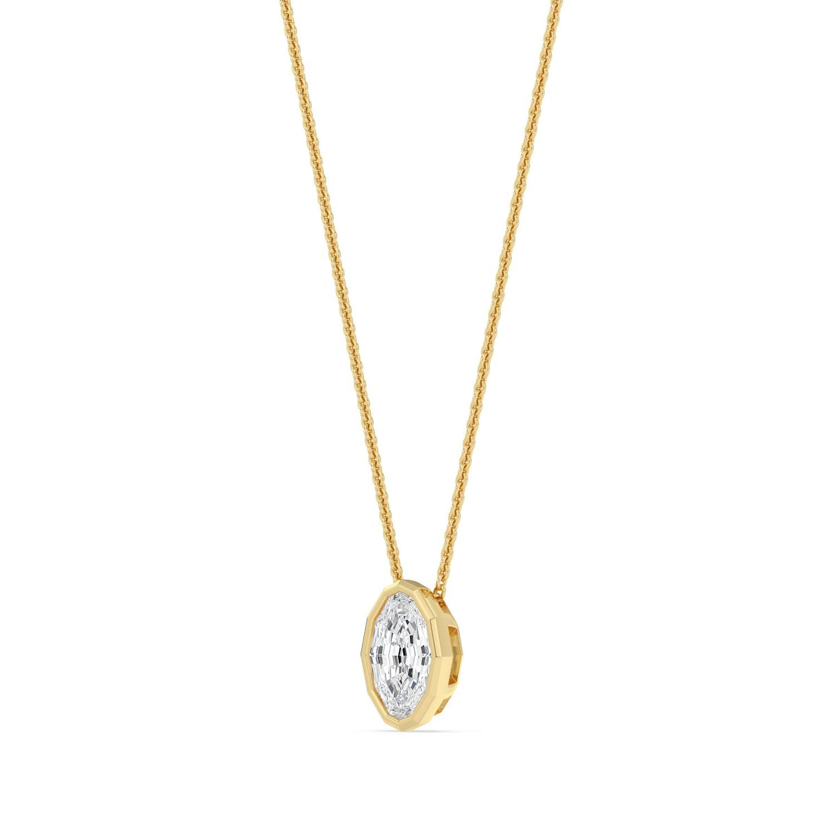 Yellow Gold / 1.00ct Lab Grown Diamond Bezel Necklace