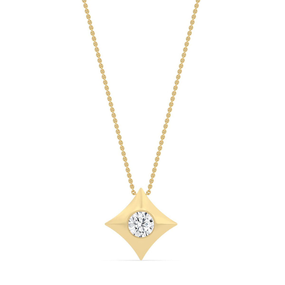 Yellow Gold / 0.50ct Lab Grown Diamond Bezel Necklace