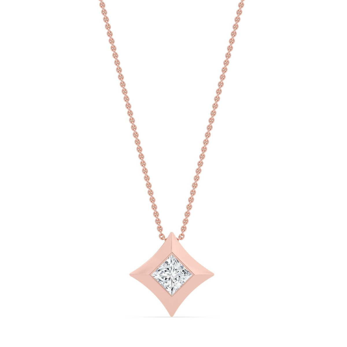 Rose Gold / 0.70ct Lab Grown Diamond Bezel Necklace