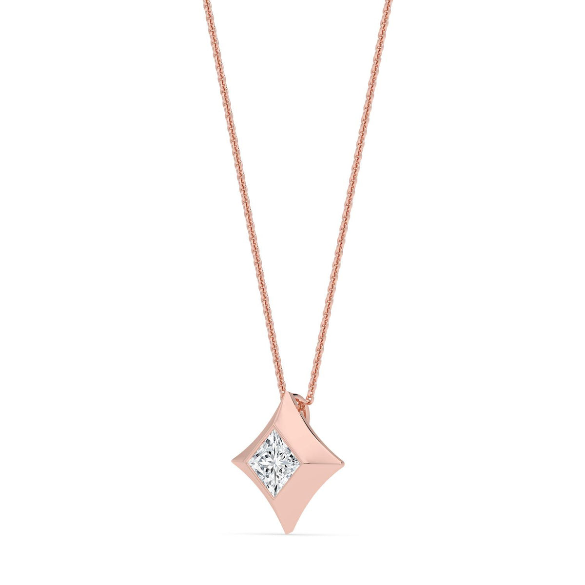 Rose Gold / 0.70ct Lab Grown Diamond Bezel Necklace