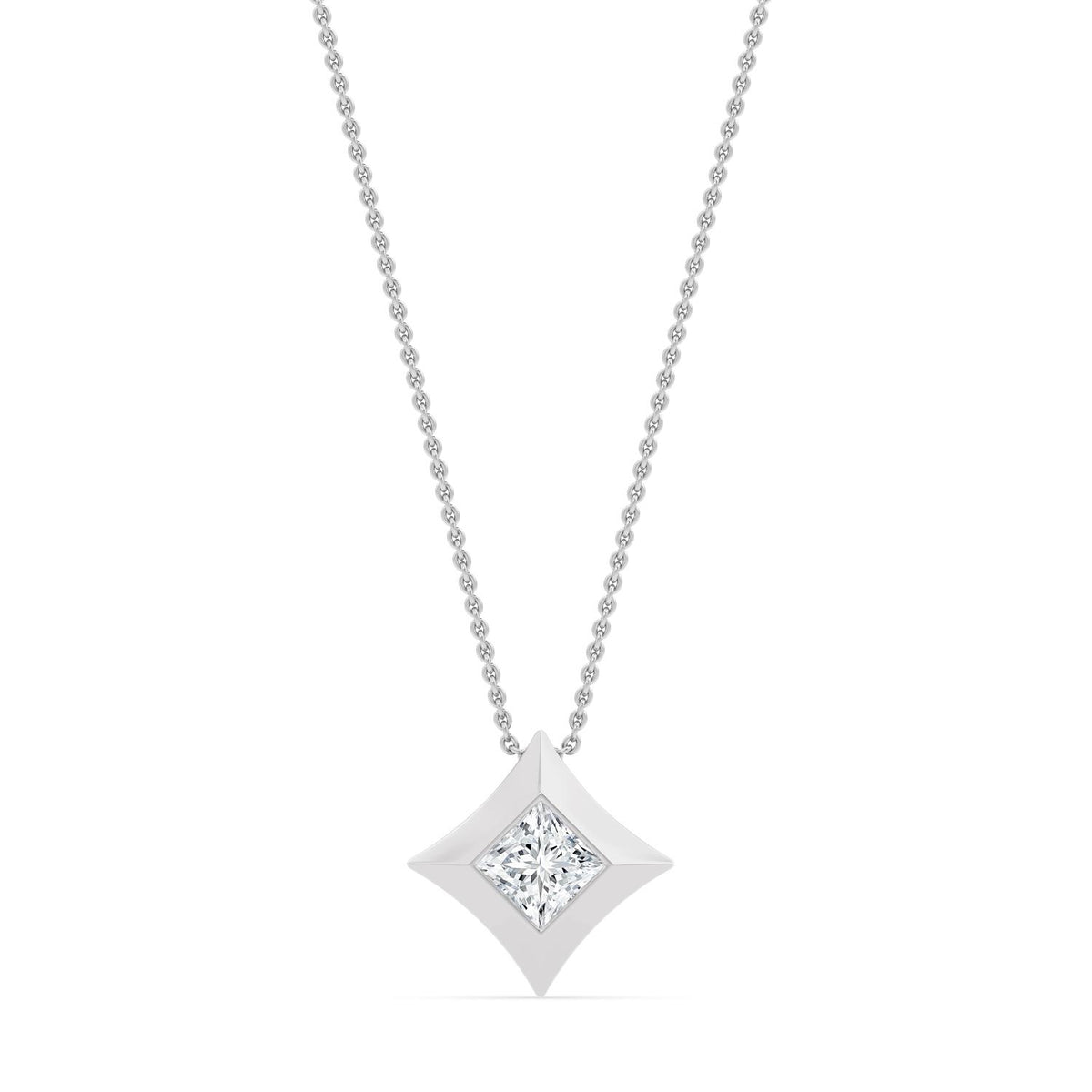 White Gold / 0.70ct Lab Grown Diamond Bezel Necklace