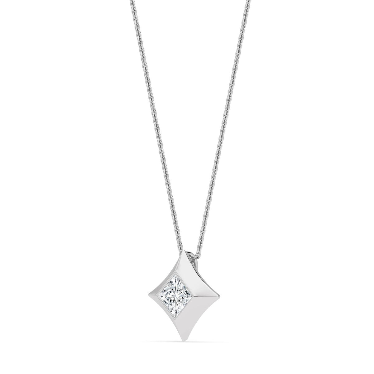 White Gold / 0.70ct Lab Grown Diamond Bezel Necklace