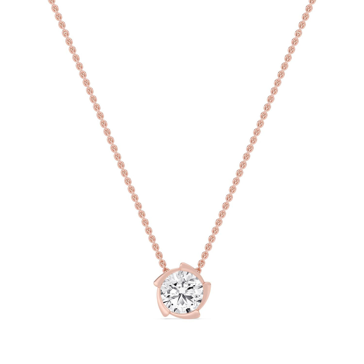 Rose Gold / Lab Grown Diamond Bezel Necklace