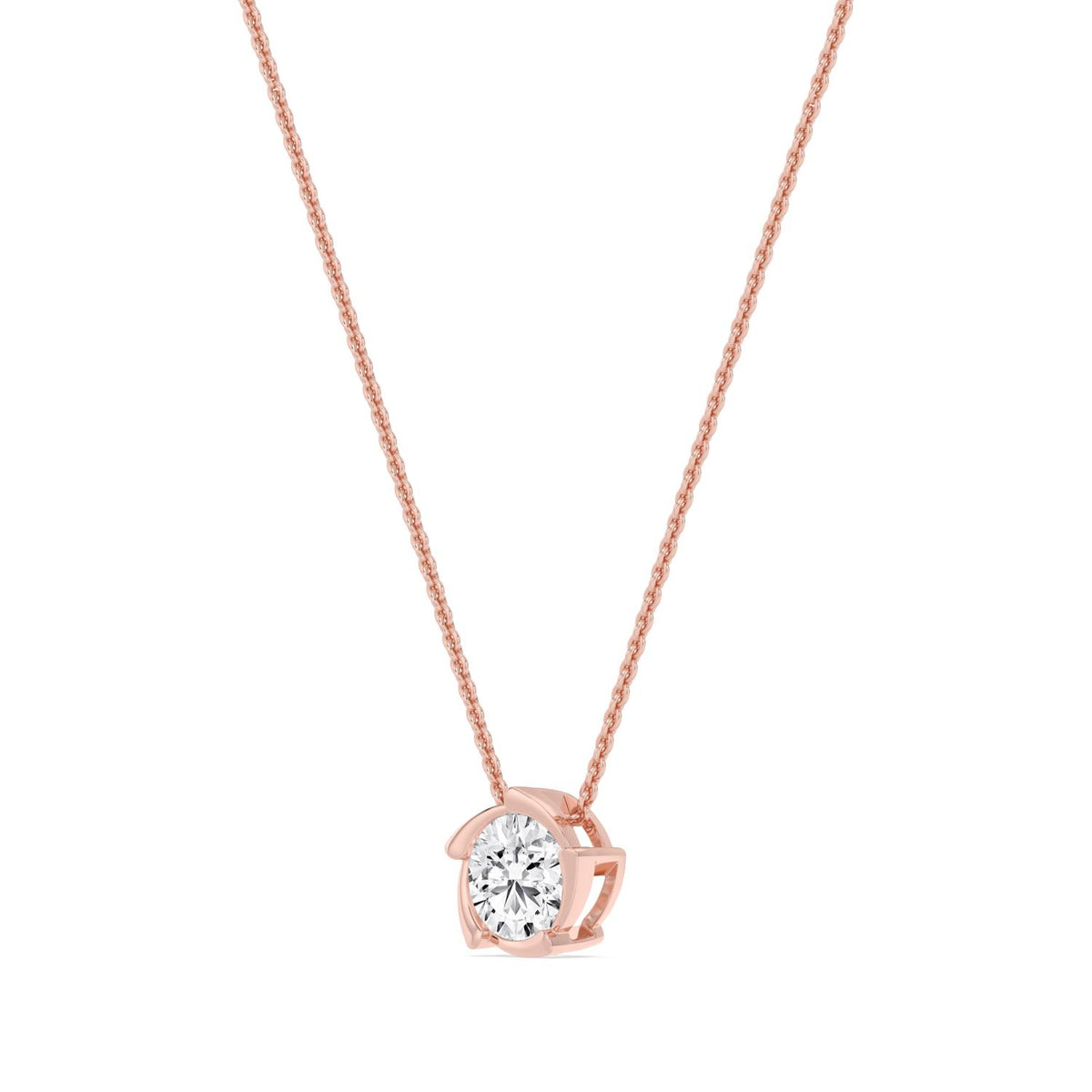 Rose Gold / Lab Grown Diamond Bezel Necklace