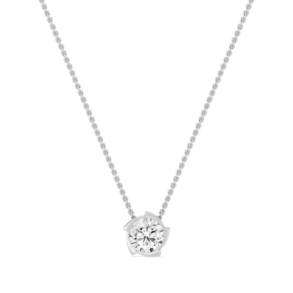 White Gold / Lab Grown Diamond Bezel Necklace