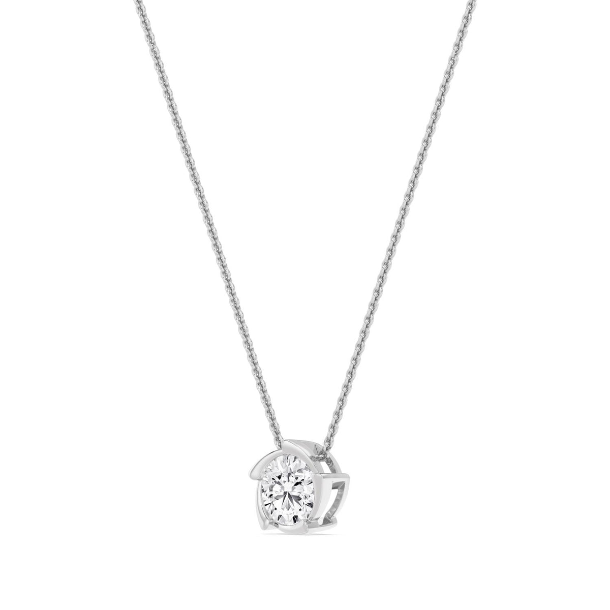 White Gold / Lab Grown Diamond Bezel Necklace