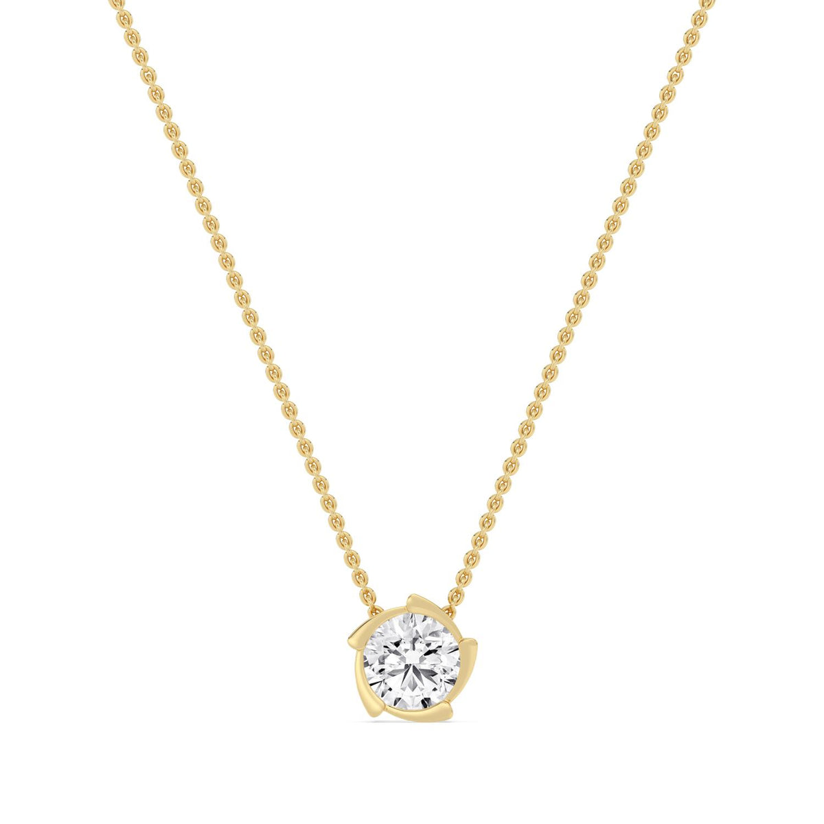 Yellow Gold / Lab Grown Diamond Bezel Necklace