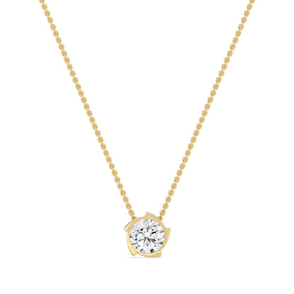 Yellow Gold / Lab Grown Diamond Bezel Necklace