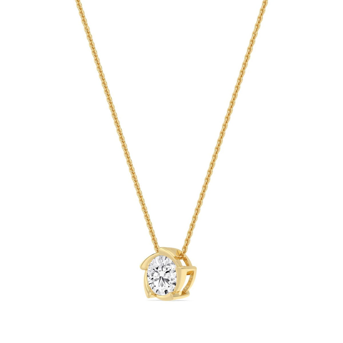 Yellow Gold / Lab Grown Diamond Bezel Necklace