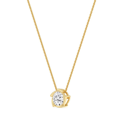 Yellow Gold / Lab Grown Diamond Bezel Necklace