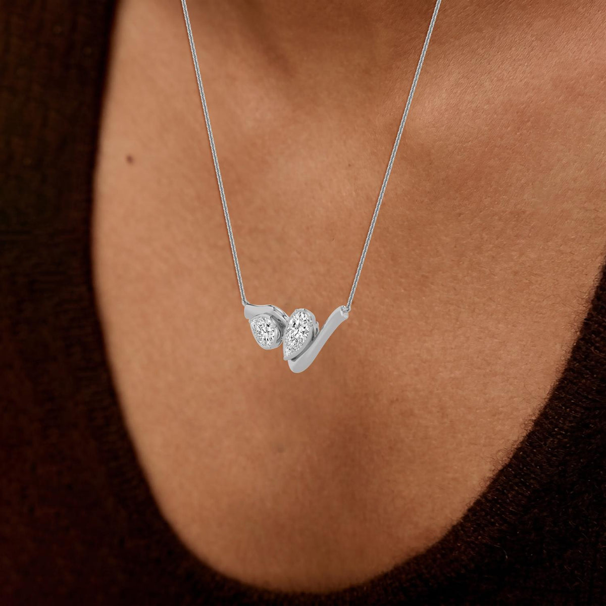 White Gold / 2.57ct Lab Grown Diamond Bezel Necklace