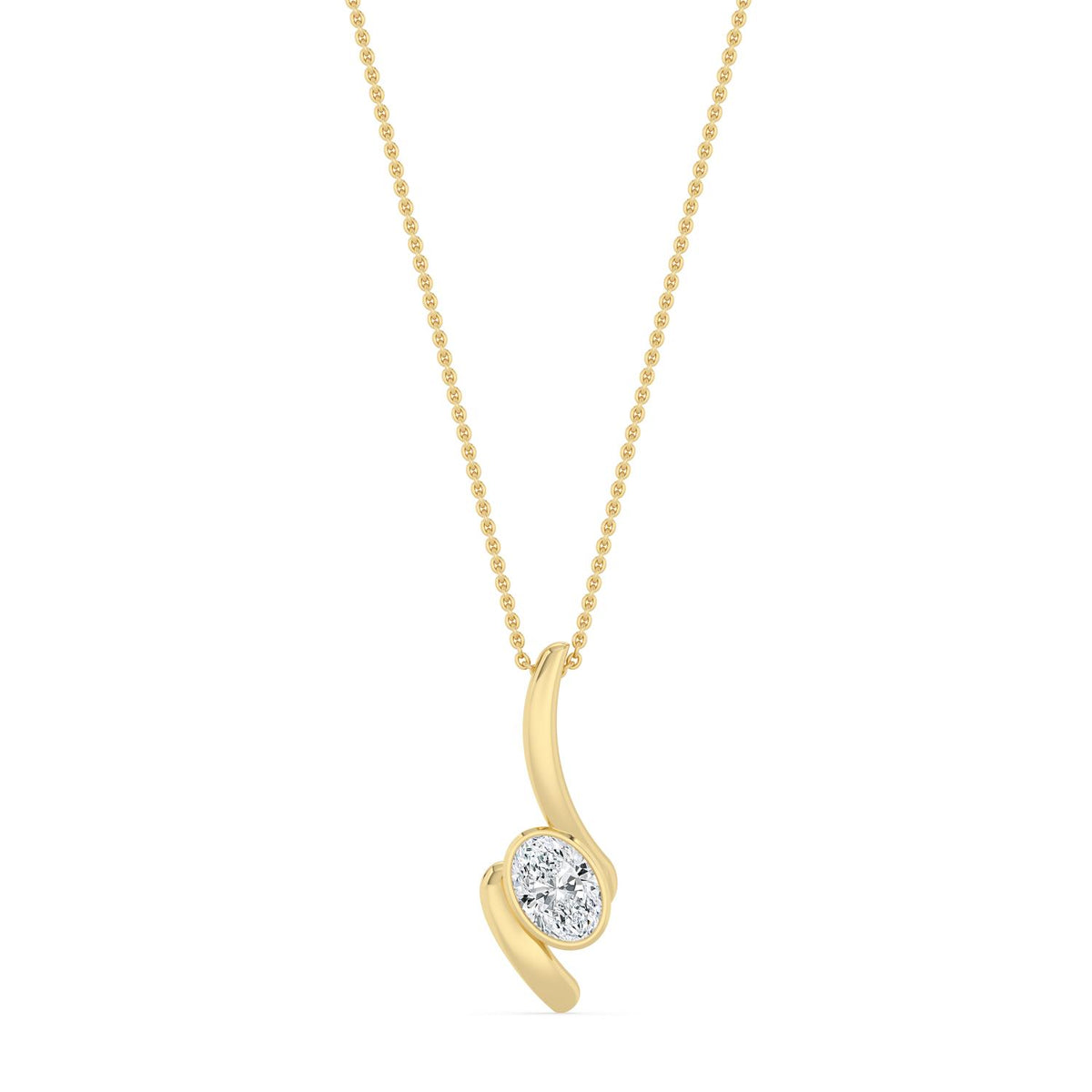 Yellow Gold / 1.00ct Lab Grown Diamond Bezel Necklace