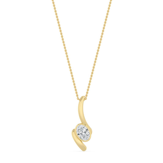 Yellow Gold / 1.00ct Lab Grown Diamond Bezel Necklace
