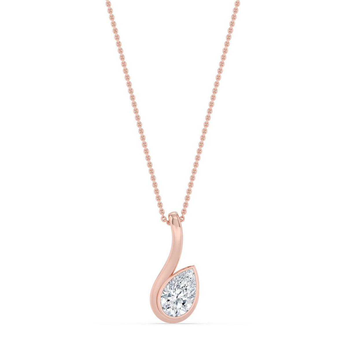 Rose Gold / 1.50ct Lab Grown Diamond Bezel Necklace