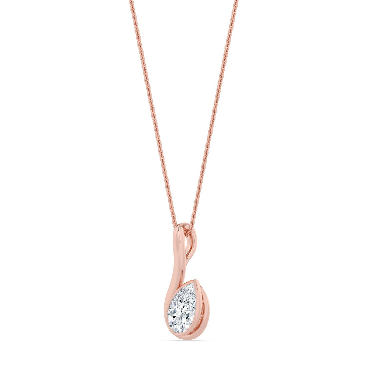 Rose Gold / 1.50ct Lab Grown Diamond Bezel Necklace