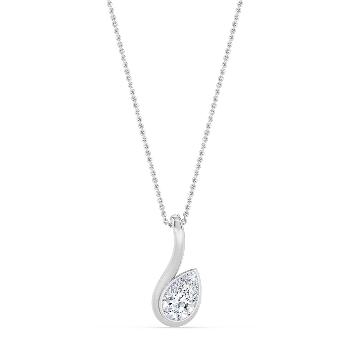 White Gold / 1.50ct Lab Grown Diamond Bezel Necklace