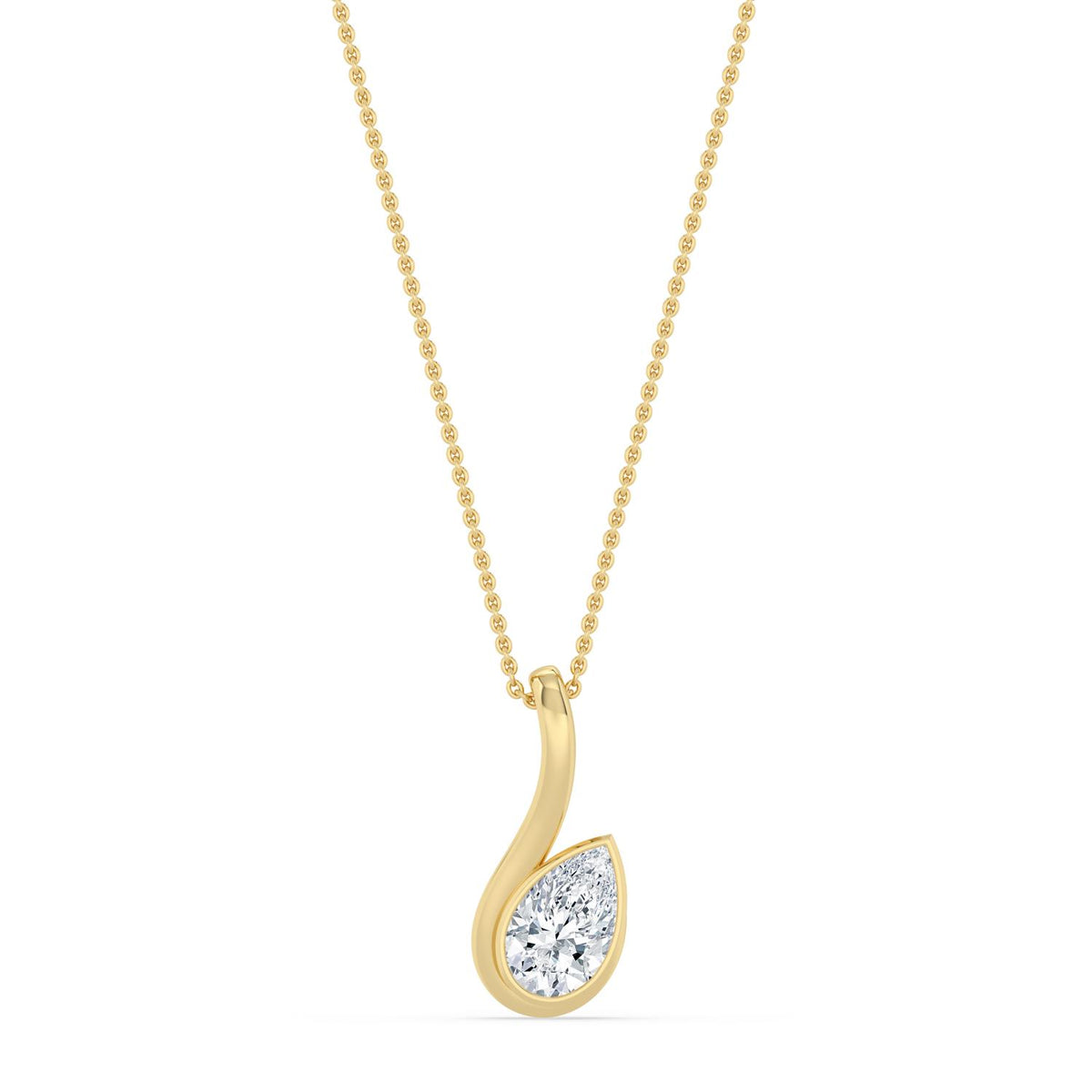 Yellow Gold / 1.50ct Lab Grown Diamond Bezel Necklace