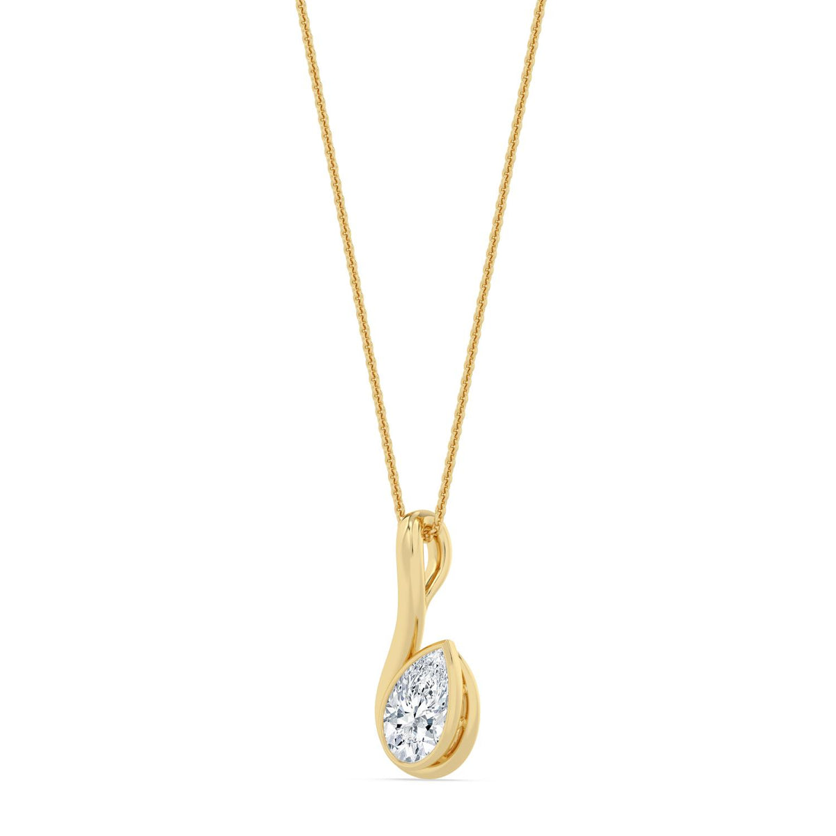 Yellow Gold / 1.50ct Lab Grown Diamond Bezel Necklace