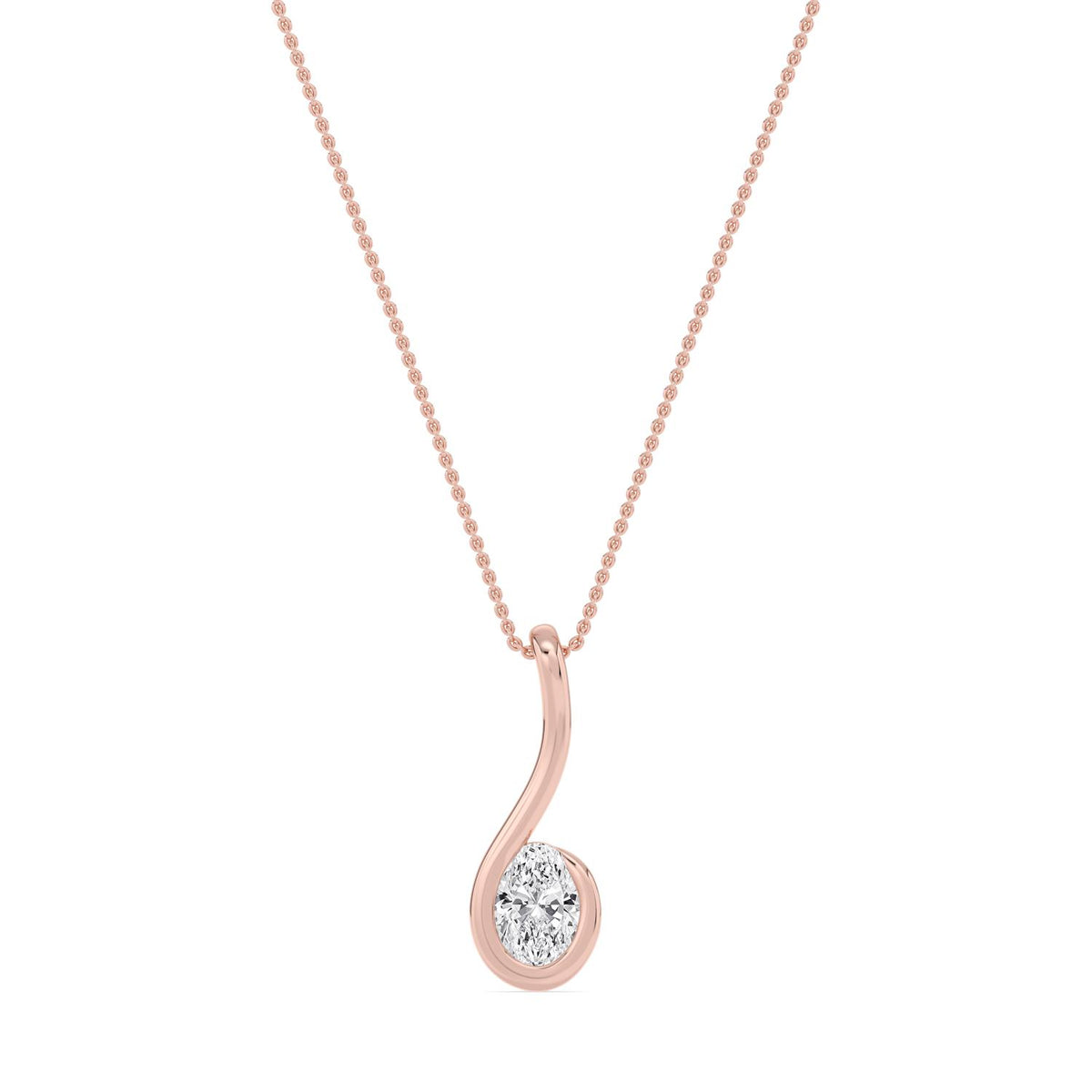 Rose Gold / 1.50ct Lab Grown Diamond Bezel Necklace