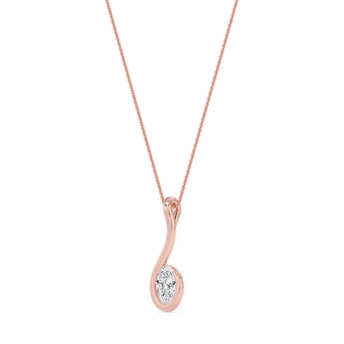 Rose Gold / 1.50ct Lab Grown Diamond Bezel Necklace