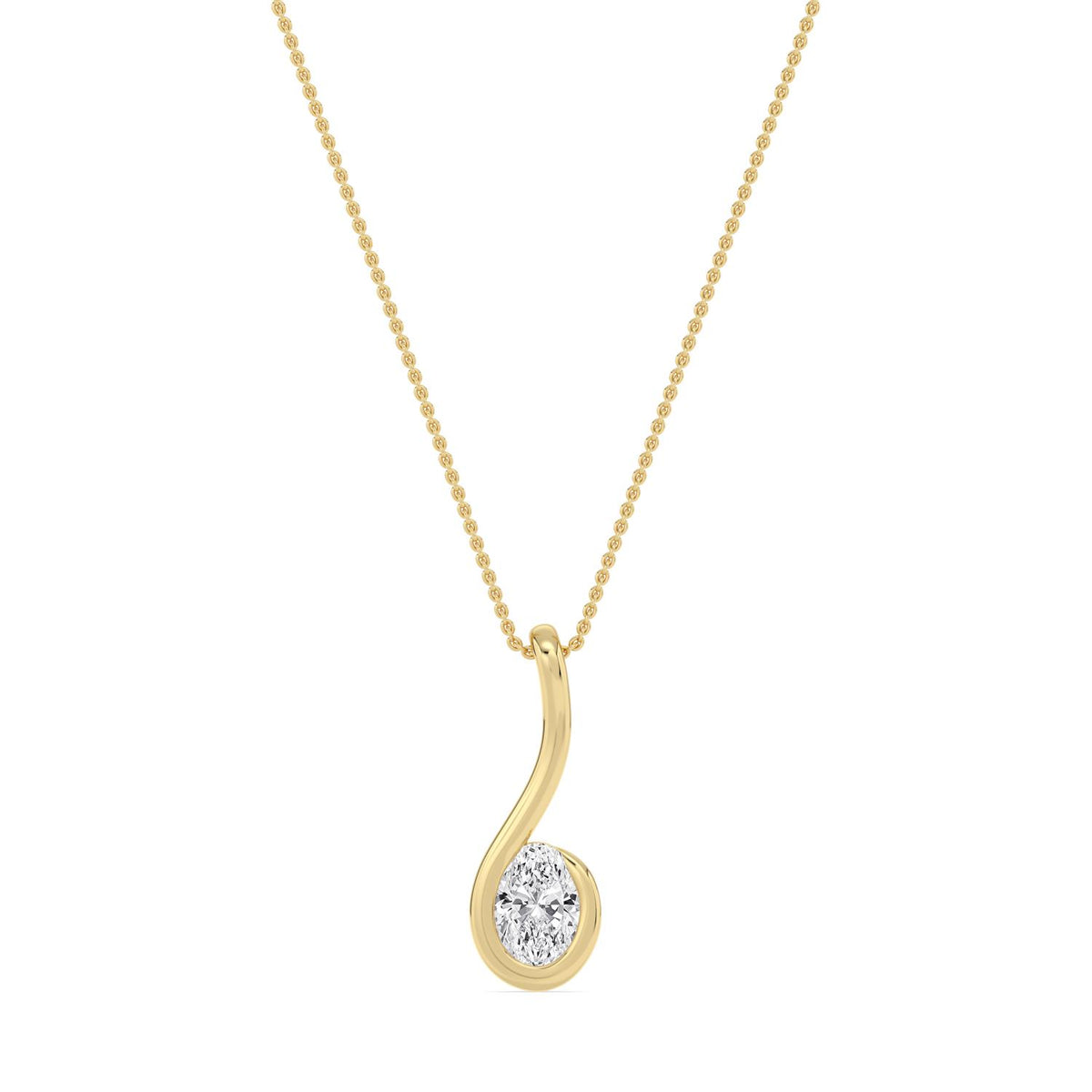 Yellow Gold / 1.50ct Lab Grown Diamond Bezel Necklace