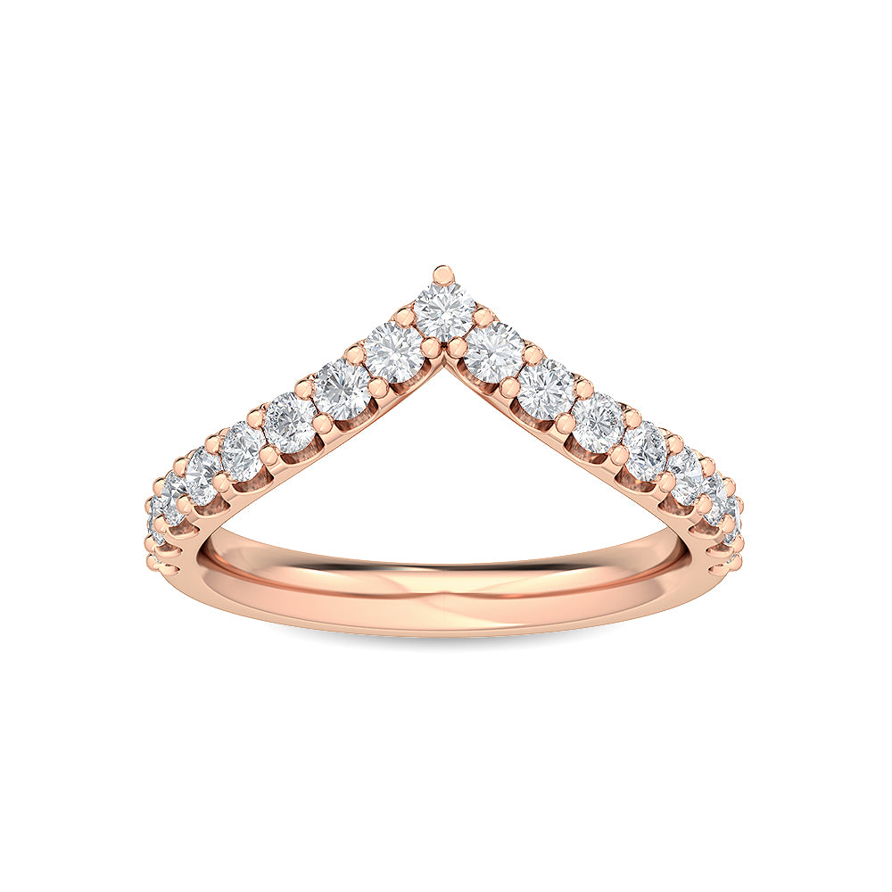 Rose Gold / Almas Prong Wedding Band