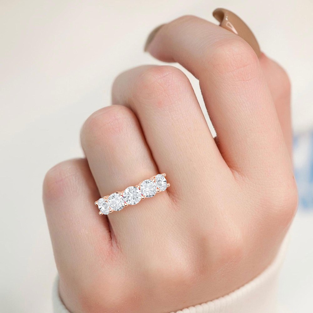 Rose Gold / Sloane Five Stone Wedding Band