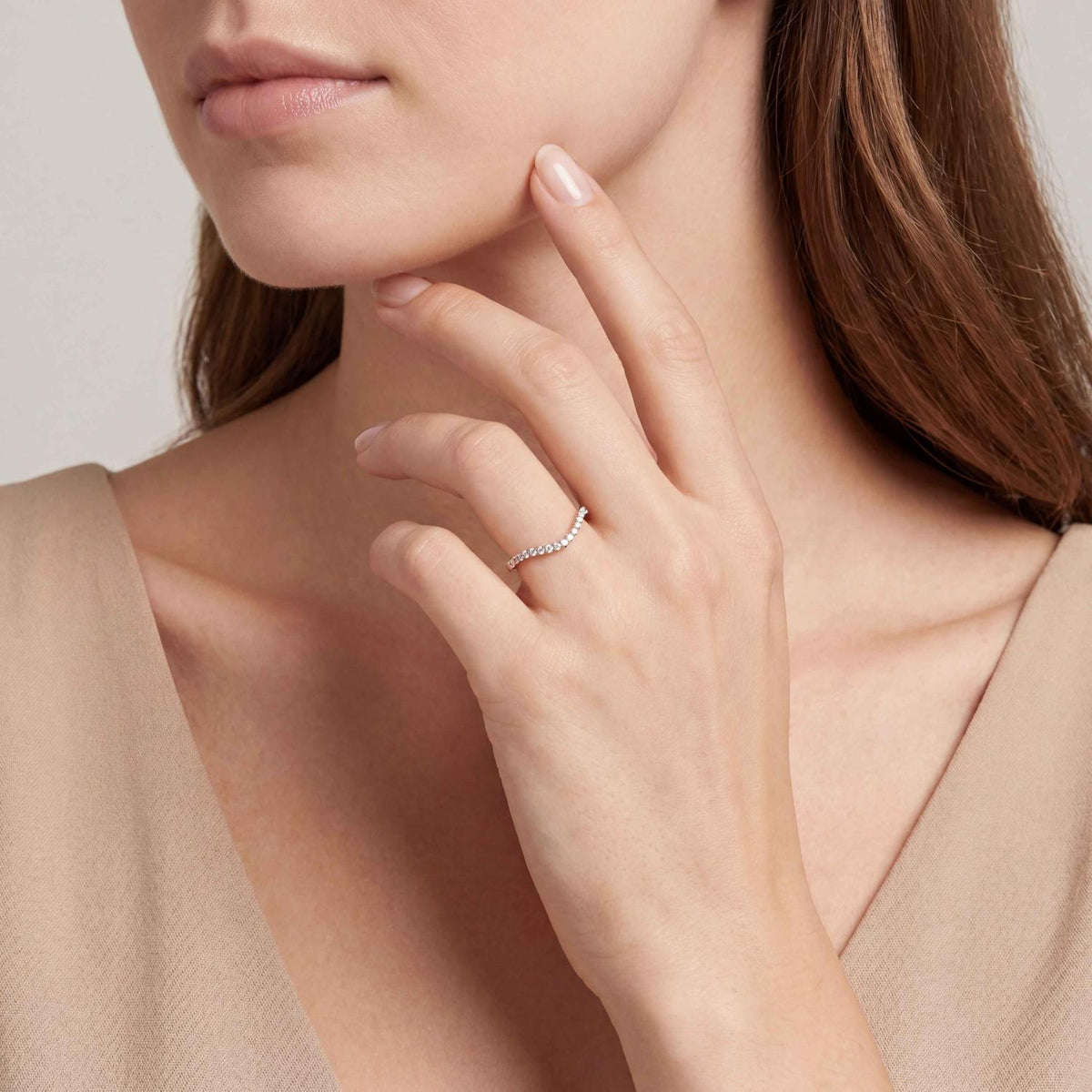 Rose Gold / Harper Curve Wedding Band