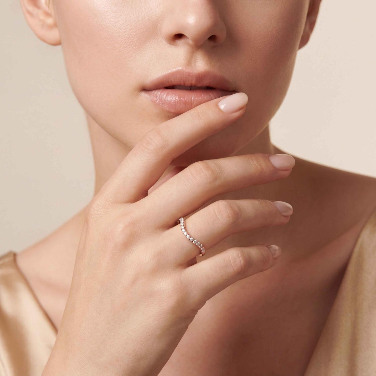 Rose Gold / Harper Curve Wedding Band