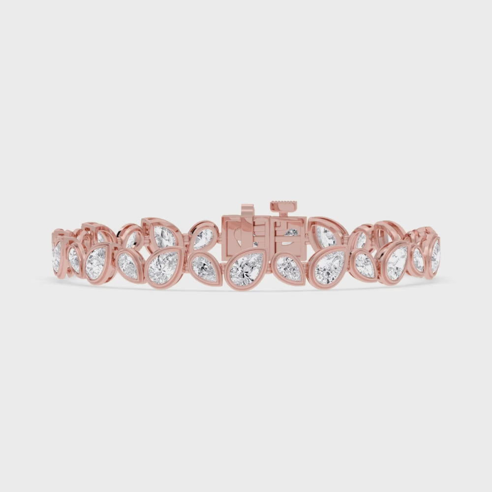 Rose Gold / 10.92ct Lab Grown Diamond Bezel Bracelet