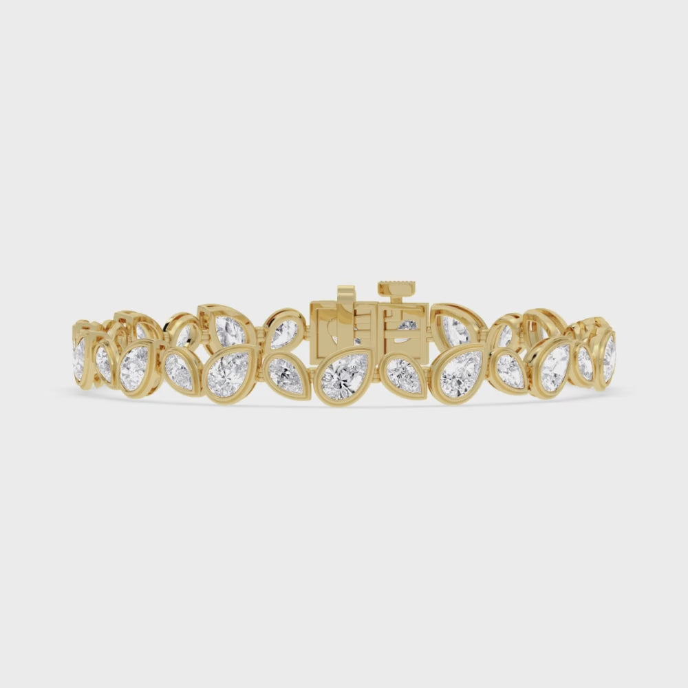 Yellow Gold / 10.92ct Lab Grown Diamond Bezel Bracelet