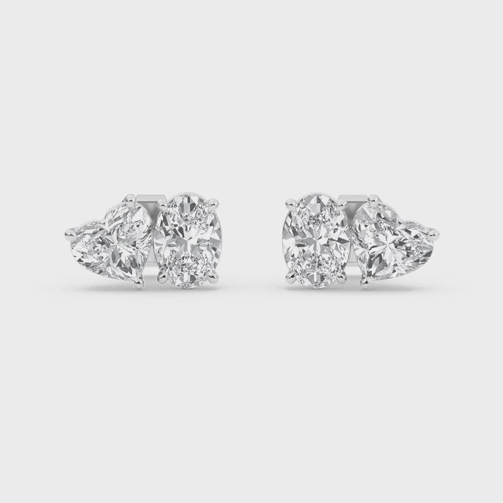 White Gold / 2.77ct Lab Grown Diamond Toi et Moi Earrings